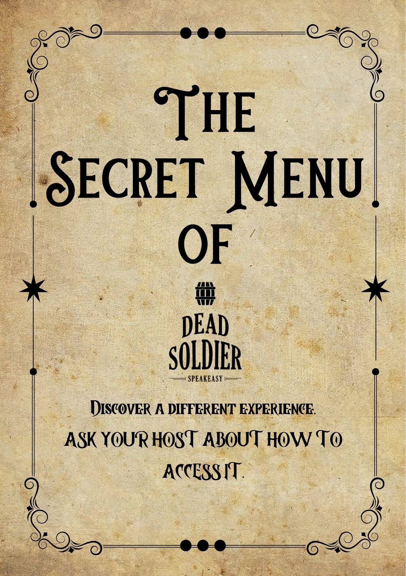 Soldier Menu Soldier's Menu - Dead Soldier Cocktails Liquids and Bites
